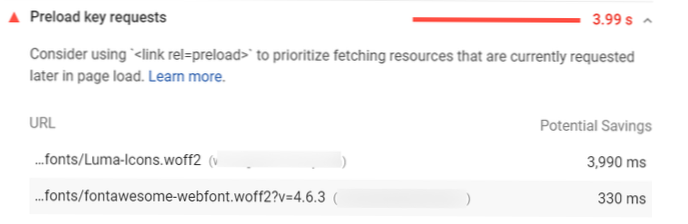 Añadiendo <link rel=preload> a fontawesome-webfont.woff2 para aumentar la velocidad del sitio web