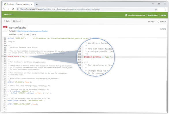 L'ajout de préfixe aux tables de la base de données WordPress casse les capacités d'administration?