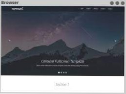 bootstrap-karrusel på WordPress-hjemmesiden, der viser små billeder og ikke reagerer