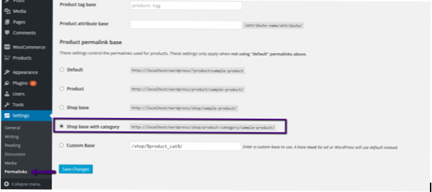 Kan en nettadresse til Woocommerce-produktkategori inneholde “