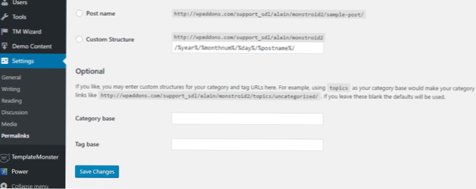 Alterar a estrutura do permalink da categoria na loja online