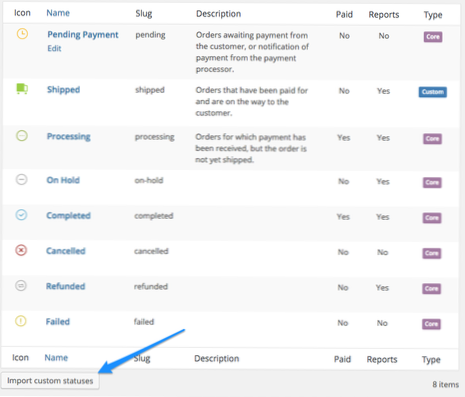 Změňte stav objednávky woocommerce změnou databáze
