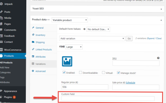 Code om prijzen bij te werken en toe te voegen voor Woocommerce Custom Product Variations Loop