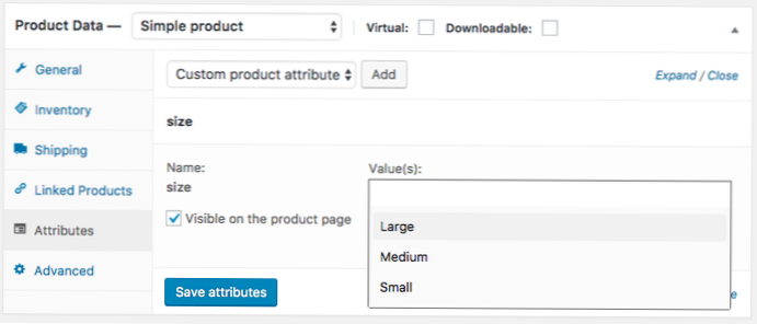 Crearea atributelor Woocommerce personalizate