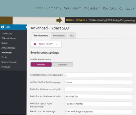 Custom Yoast Breadcrumbs URL for at gøre brødkrummerne mere detaljerede