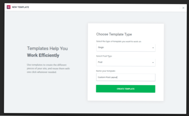 Modelo dinâmico para postagem personalizada única