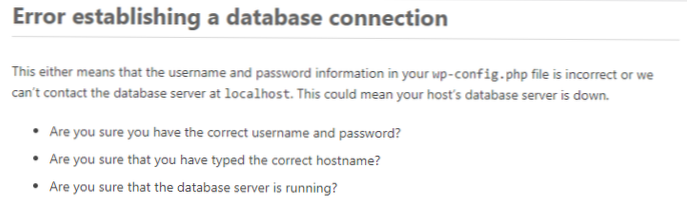 Error establishing a database connection (configuration)