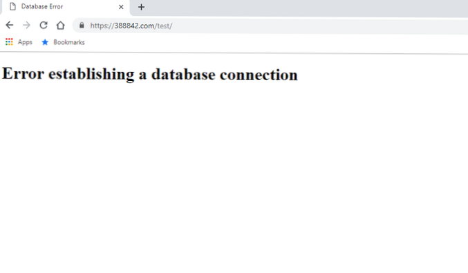 Erreur lors de l'établissement d'une connexion à la base de données - Configuration de Wordpress, tout le reste fonctionne