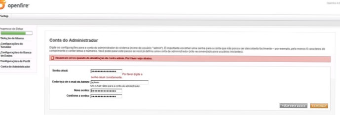 estou com problemas para acessar o painel administrativo