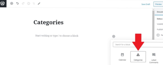Een categorie uitsluiten van de categoriewidget van de blokeditor