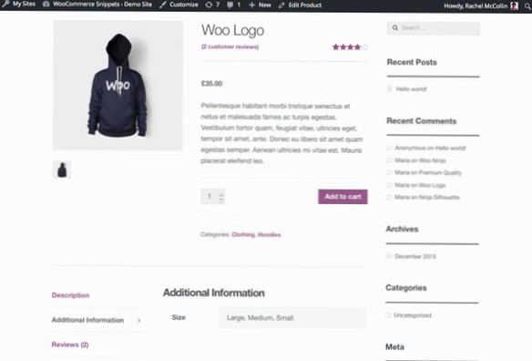 Obțineți informații despre produs în WooCommerce