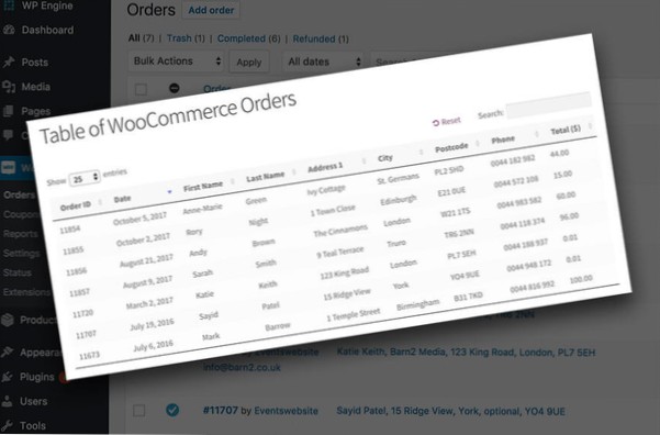 Get orders of a specific customer woocommerce