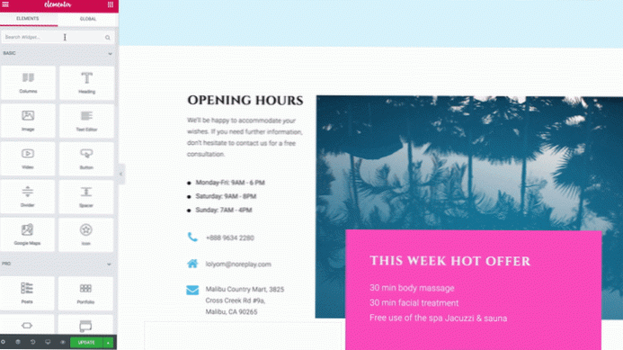 How can I automatically display the section link on my one-page Elementor website?