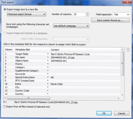 comment puis-je obtenir des métadonnées de .SMS