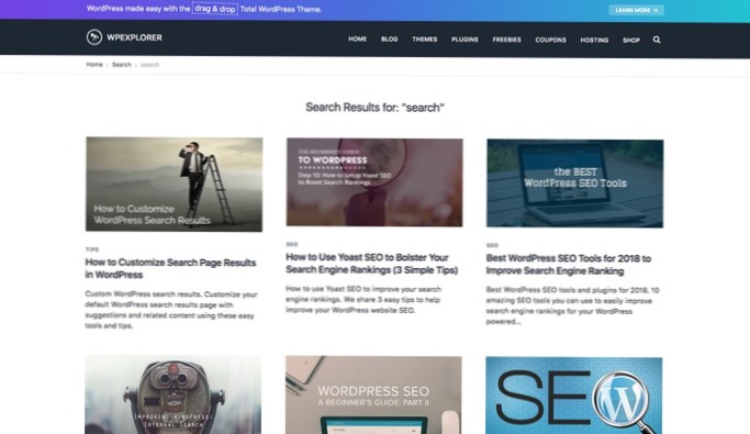 How can I modify the CSS only for the search results page of Wordpress?