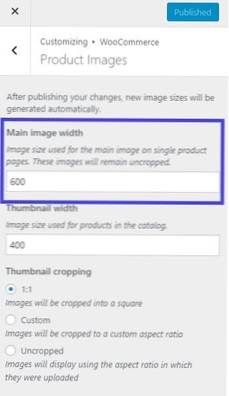 Cum pot redimensiona imaginile produselor pe woocommerce?