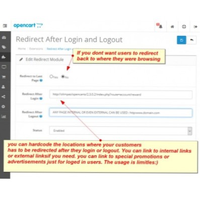 How do i redirect the user to the last used page, after login