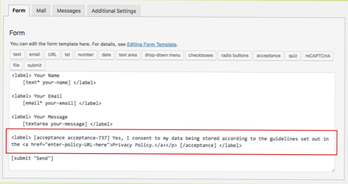 Sådan markeres afkrydsningsfeltet er markeret eller ej i Conatct Form 7 WP