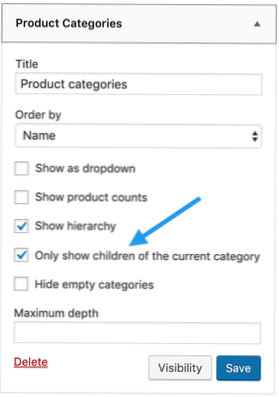 Comment afficher un seul message parmi de nombreuses catégories enfants dans la page Catégorie parent de Woocommerce