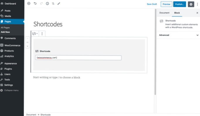 Sådan vises kategorierne på siden ved hjælp af shortcode?