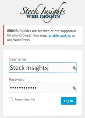 Cómo corregir el error de cookies bloqueadas que no me permite iniciar sesión en wp-admin?
