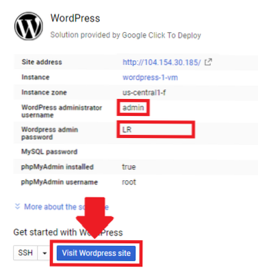 Jak nainstalovat Wordpress z hostingové služby s databází mysql z Compute Engine GCP?