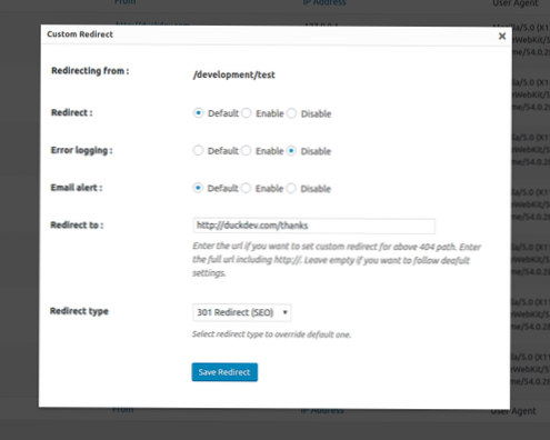 Come reindirizzare in caso di errore 404 in wordpress, quindi reindirizzare 404.URL php