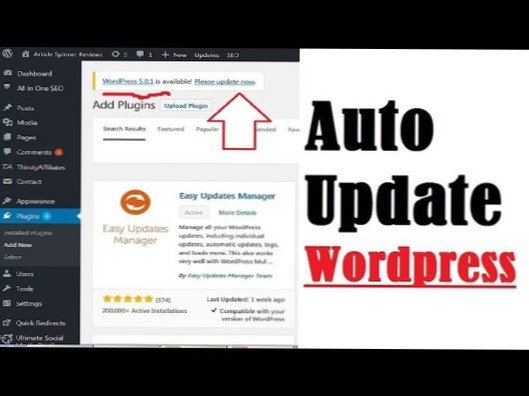 Come pianificare gli aggiornamenti automatici del plug-in Wordpress e del core per le ore notturne
