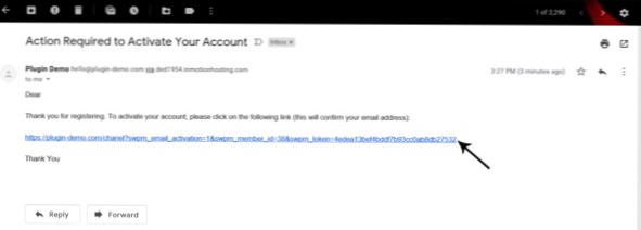 Cum să trimit e-mailuri când pluginul meu este activat?