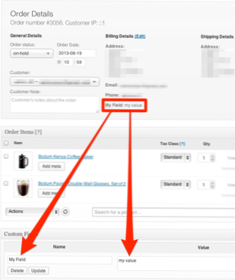 How to update custom field in WooCommerce
