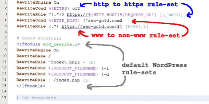 http pagine Html a pagine https wordpress reindirizzamento 301