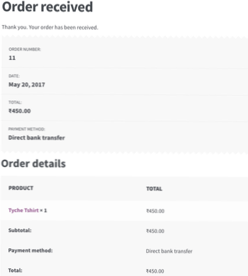 Je souhaite que le contenu de la page de paiement pour les paiements par chèque apparaisse également sur la page de commande reçue