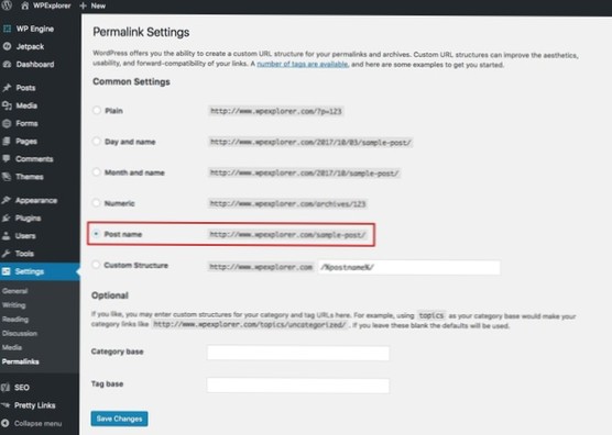 Est-il possible de configurer des catégories de blog sans changer la structure des permaliens