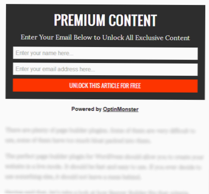 Verrouiller le contenu du site Web WordPress