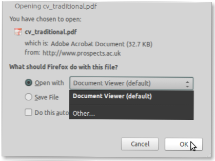 (Nur bei Firefox) Warum mich Links zu PDFs auf meiner Website fragen, ob ich die Datei speichern möchte?