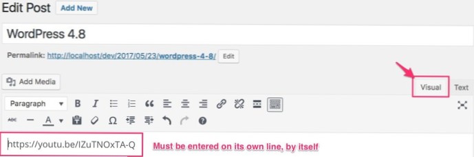 Substitua youtube embed in wordpress