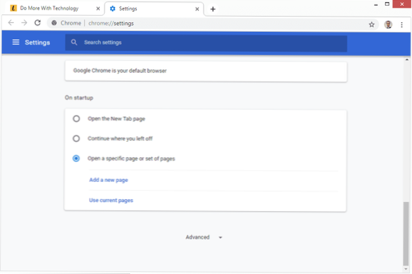 Set a specific page as homepage