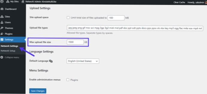 Définir différentes limites de taille maximale de téléchargement en fonction du type de fichier/de l'extension
