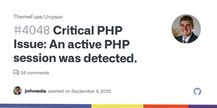 Site Health  An active PHP session was detected