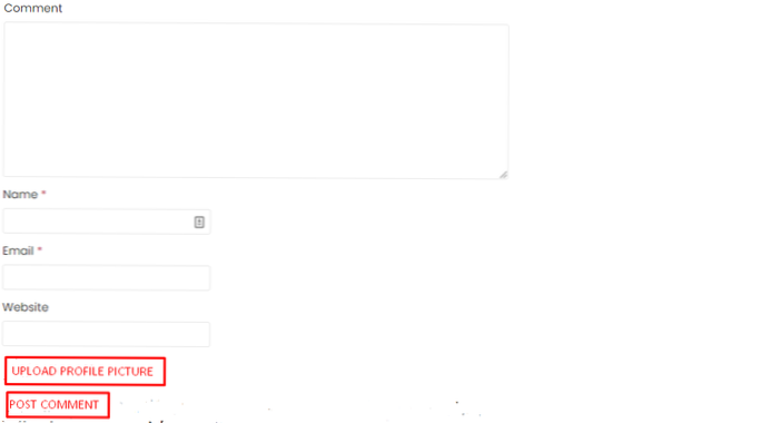Upload avatar for post comment