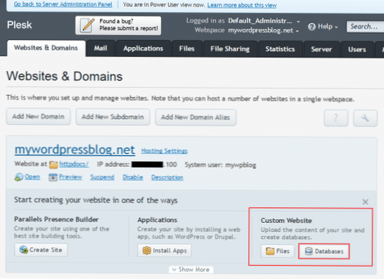 Where are database files of a WordPress website?