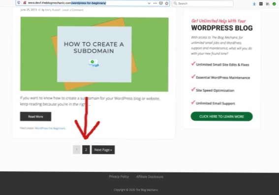 Wordpress blog pagination not working
