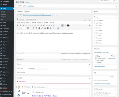 WordPress Post i nytt format
