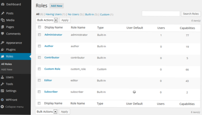 wordpress-brugerroller fungerer ikke