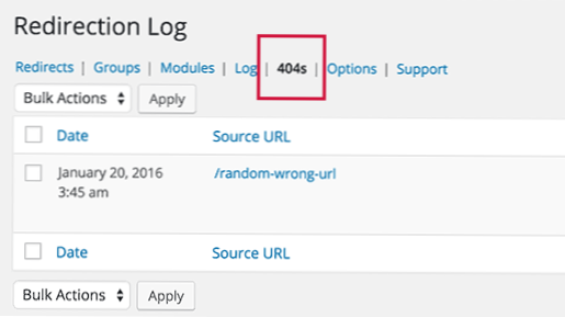 WP sta reindirizzando invece di andare a 404