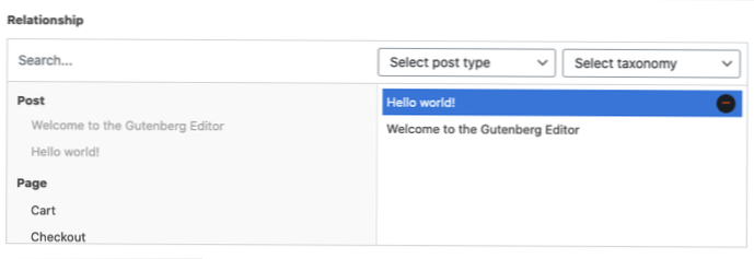 ACF relationship on user profile page used for allowed access