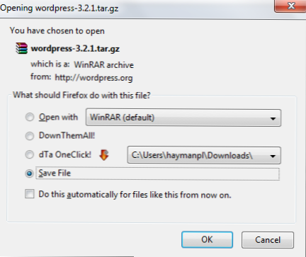 Puis-je installer un site WordPress localement à partir d'un tar.fichier gz?