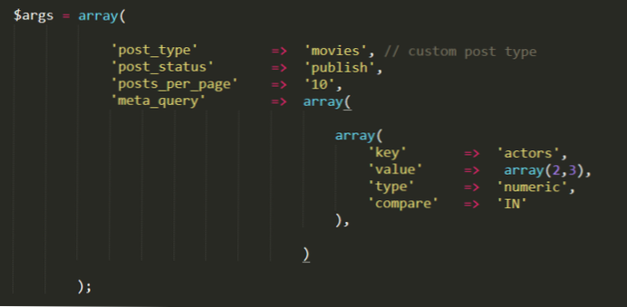 Comparer avec WP Meta Query