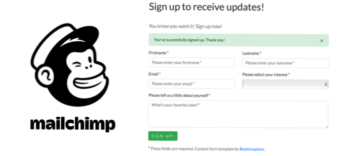 formulaire mailchimp personnalisé utilisant l'API HTTP