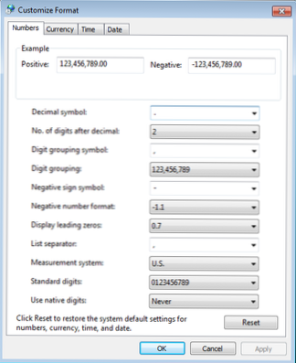 Personalizați formatul setărilor